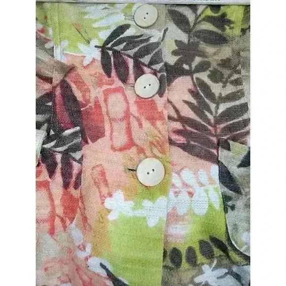 Alexis & Avery Blazer Jacket Womens Size 10 Cotton Linen Fall Floral Career - Picture 13 of 16